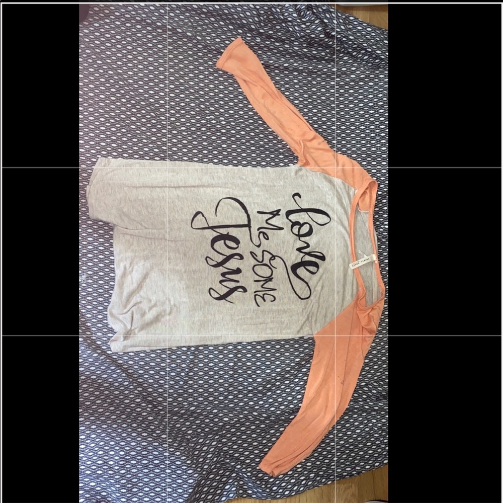 Medium-Sleeved Beige and Coral Jesus Shirt